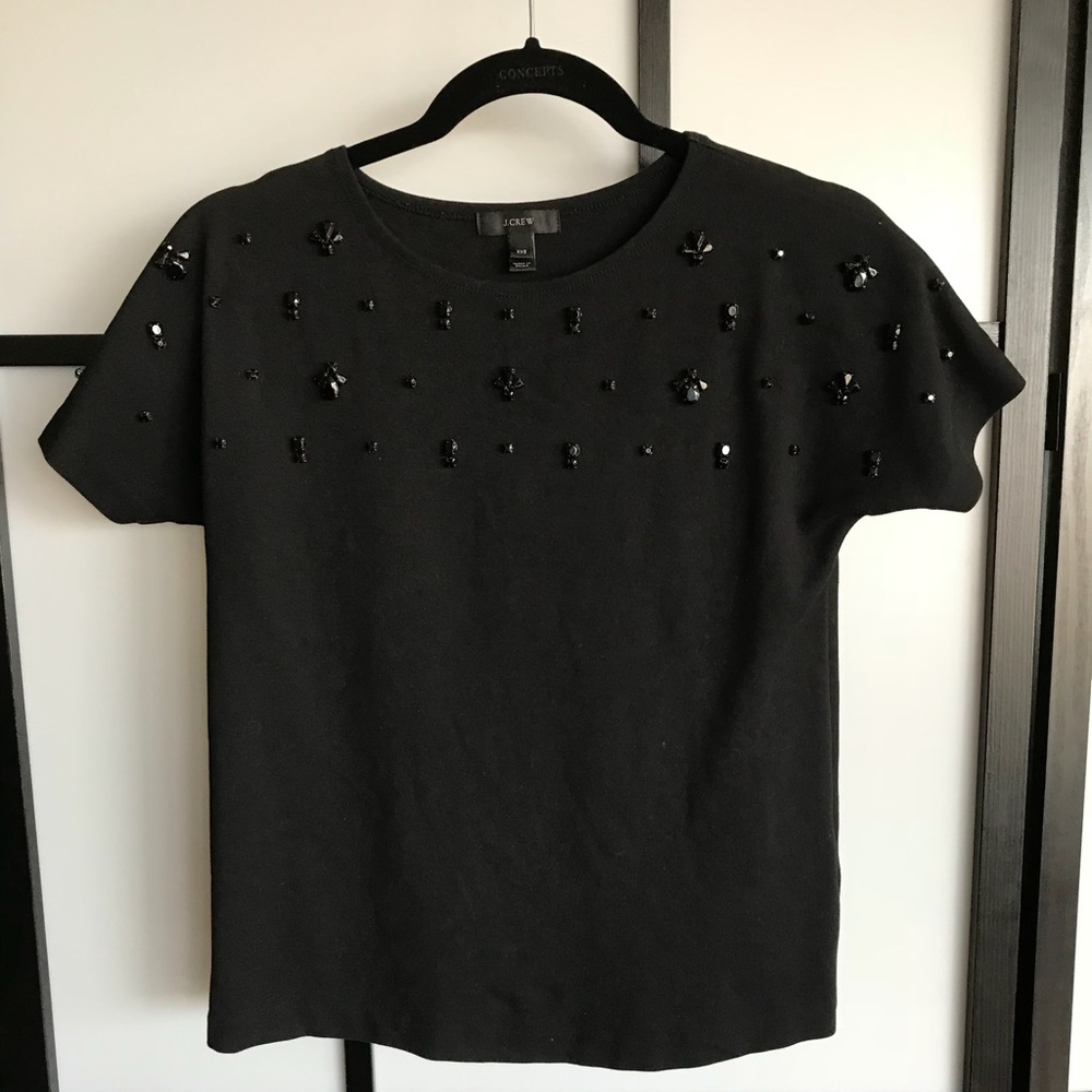 JCrew Black T-shirt with embellishments